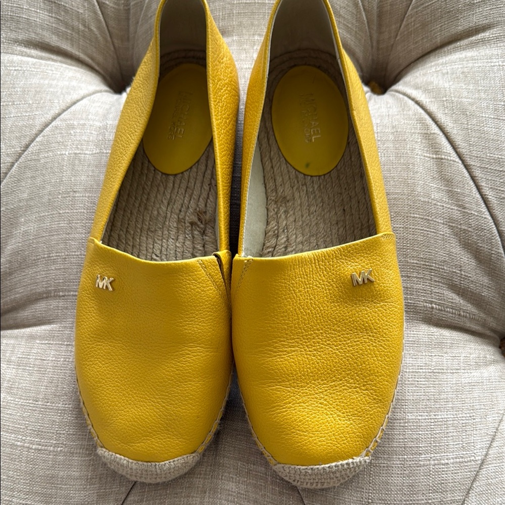 Michael Kors Yellow Leather Espadrille Flats